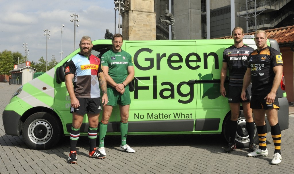 Head to head. From the left: Joe Marler; George Skivington; Alistair Hargreaves and James Haskell get ready to rumble