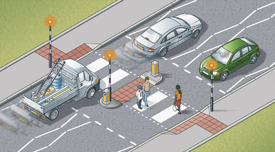 Pedestrians, how should you cross a zebra crossing with an island?