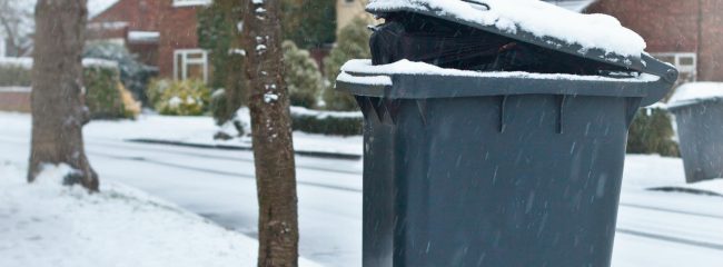 When bins are next to the road what should drivers be wary of