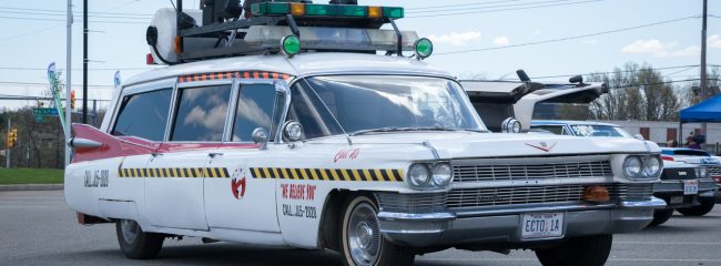 If you called Ghostbusters, what car would they arrive in?