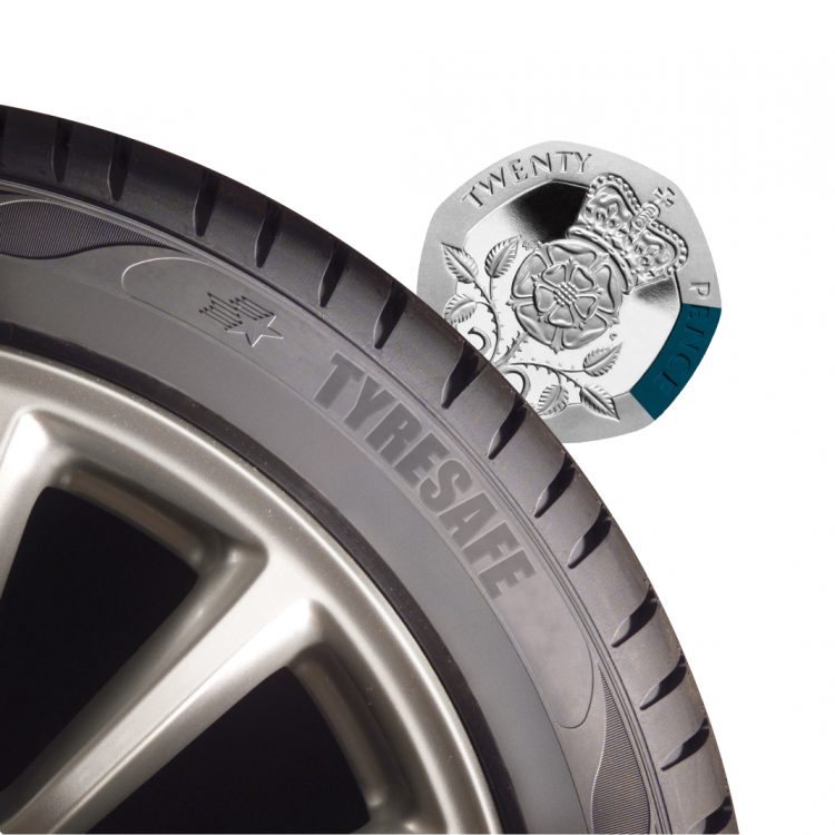 Tread deep enough if rim of 20p piece isn't visible (Picture © TyreSafe)