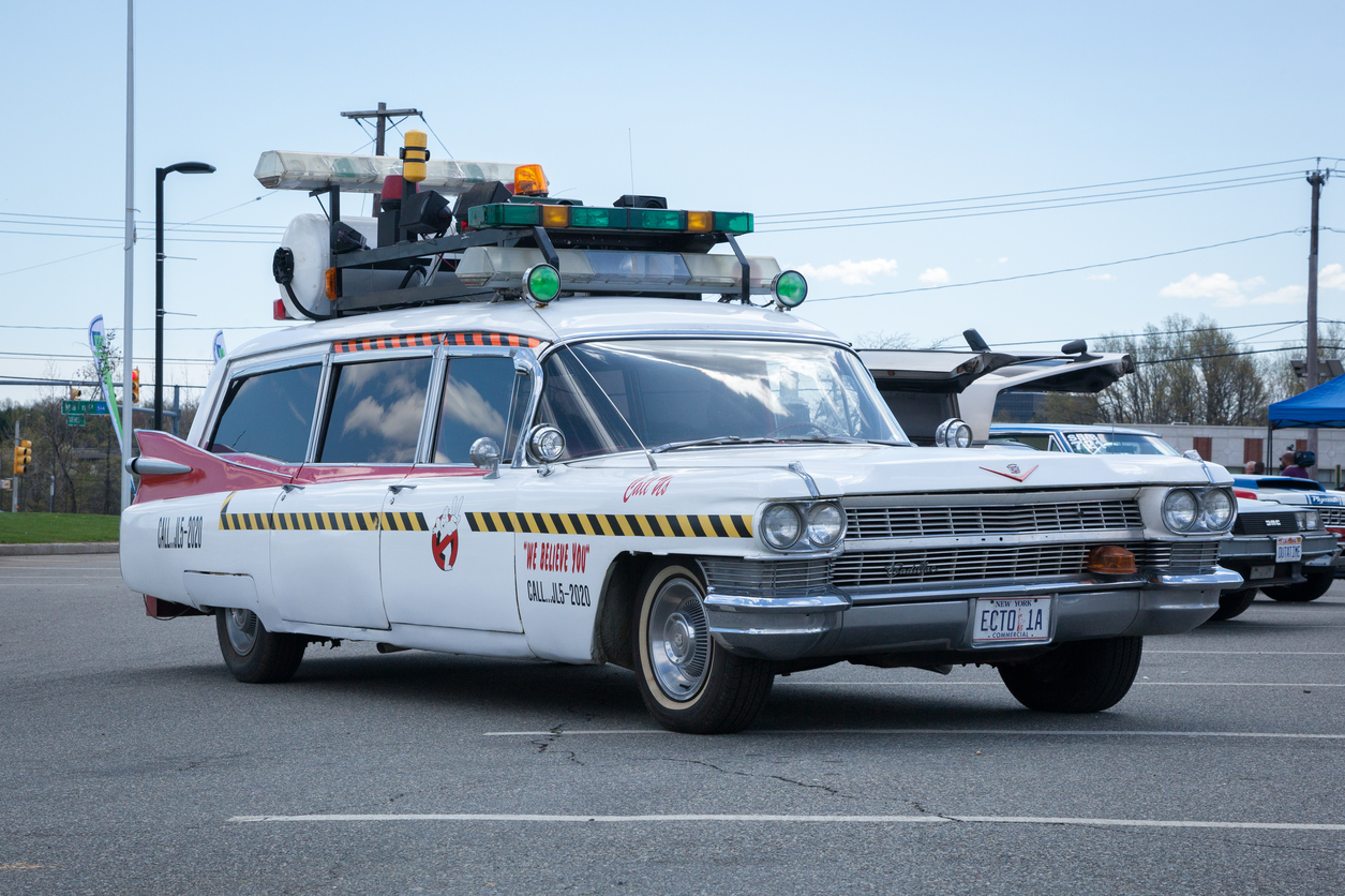 If you called Ghostbusters, what car would they arrive in?