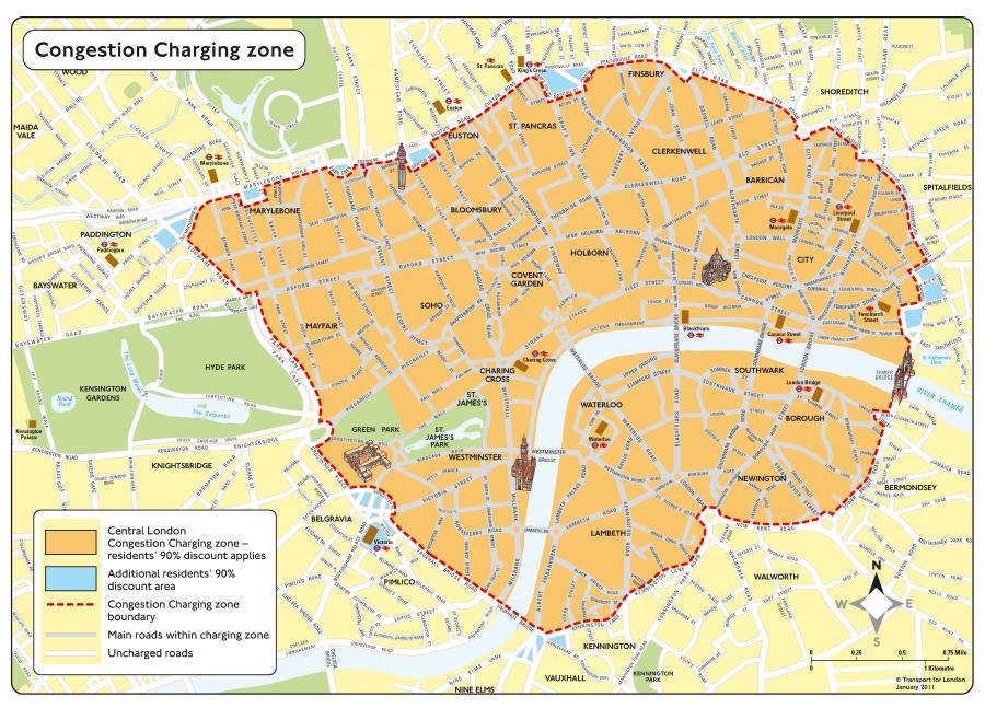 Map of the T-Charge zone boundary